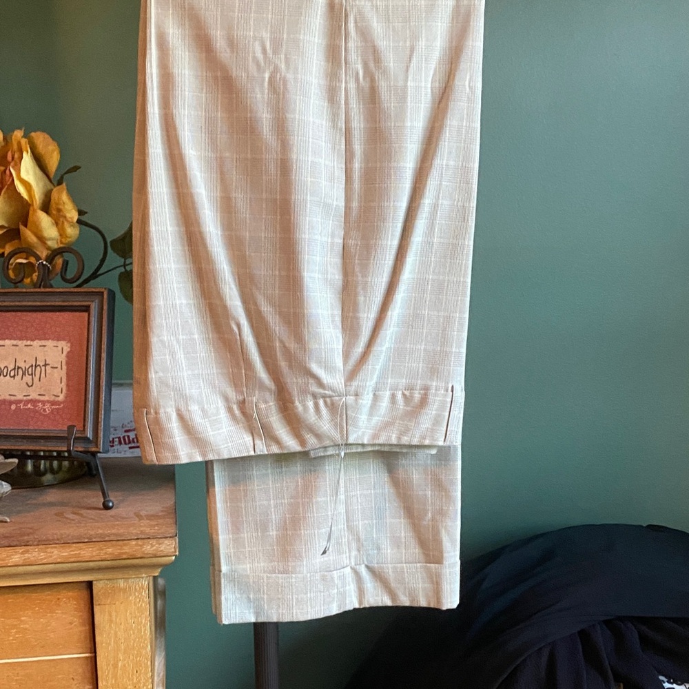 Women’s Classic Beige Plaid Dress Pants